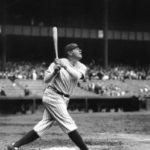 Babe Ruth hitting during a game