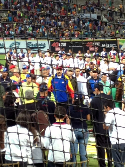 Nicolas Maduro at baseball game in Venezuela